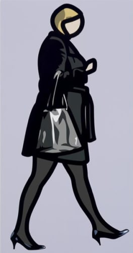 Woman in black coat with bag