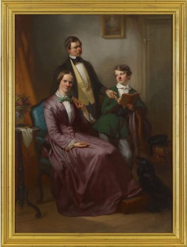 Family portrait with red nose