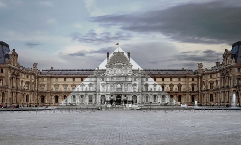 JR at the Louvre, La Pyramide, 17 June 2016, 9:13 PM