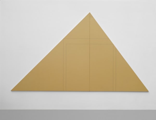 Untitled (tan) (Two squares, one within, one not totally within two triangles)