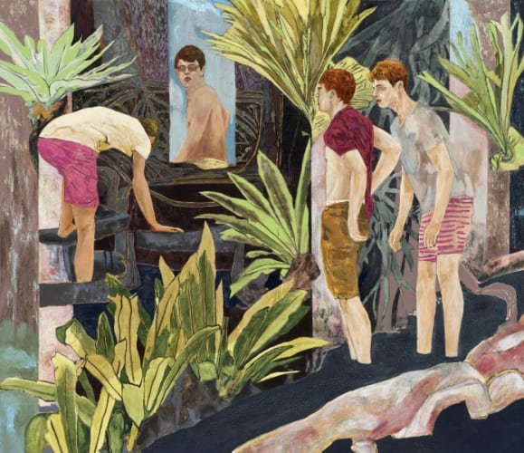 four bathers by a river