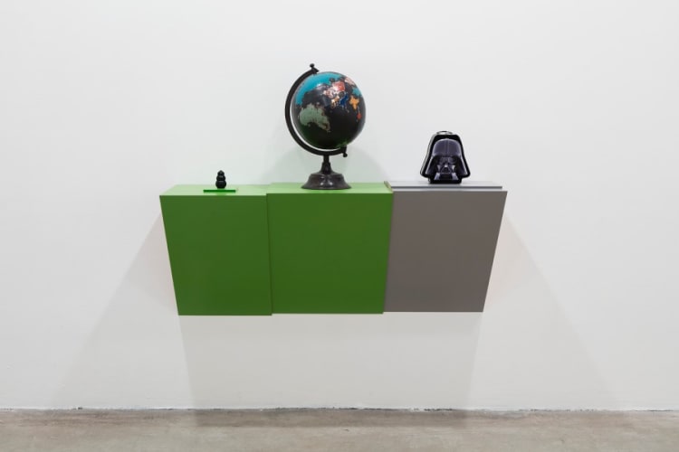 Untitled (dog chew, globe, Darth Vader)