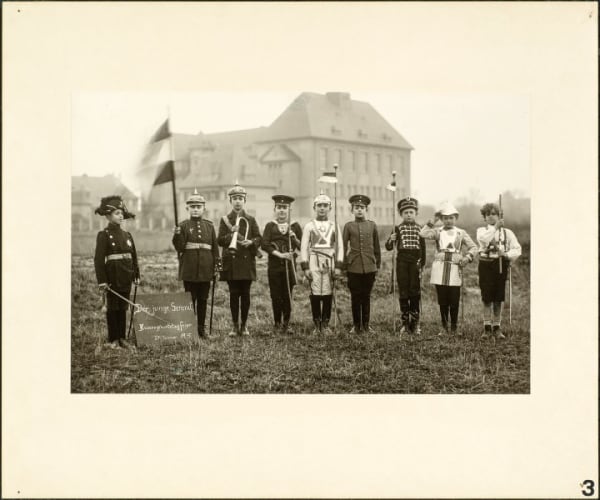 High school boys celebrate the Kaiser's birthday, 1915