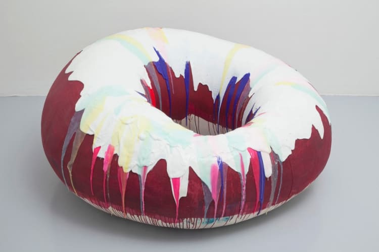 Red Donut with White and Pink Glaze