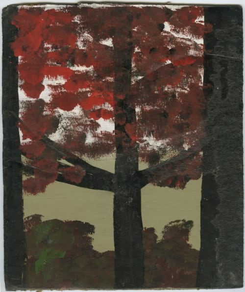 Dark Tree with Red Leaves