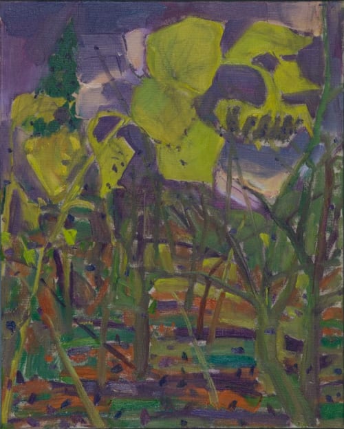 Purple Landscape with Sunflowers
