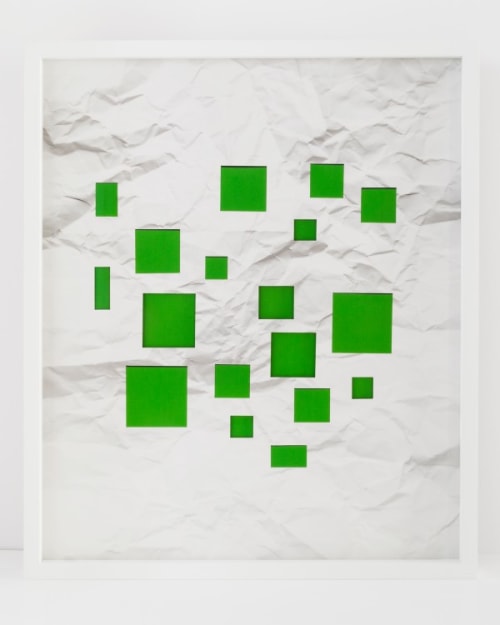 Handmade: Untitled Crumpled Paper Green Squares