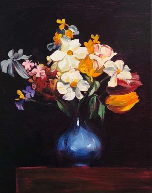 Still Life with tulips and nascissuses (after Fantin-Latour)