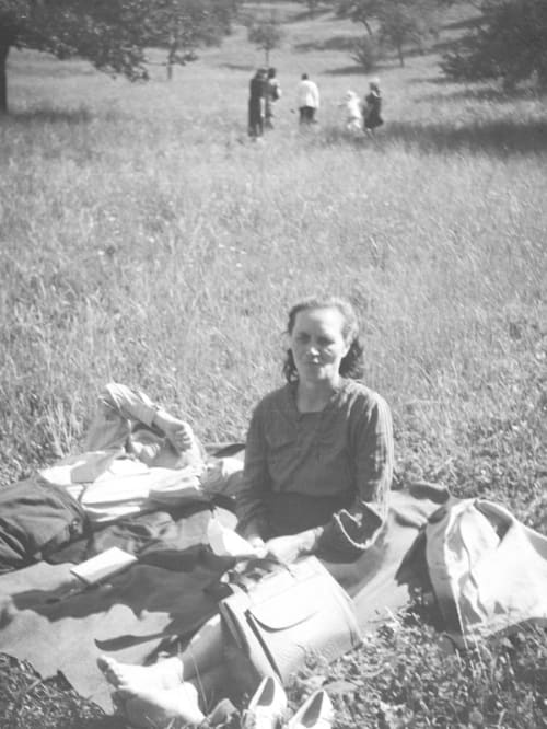 Sometimes we used to escape the camp routine in the neighboring fields. Kassel/Mattenberg D.P. Camp, 1948