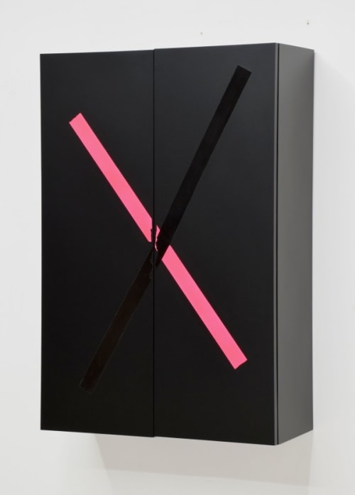 Two Door Wall Cabinet (Black/Hot Pink Duct Tape)