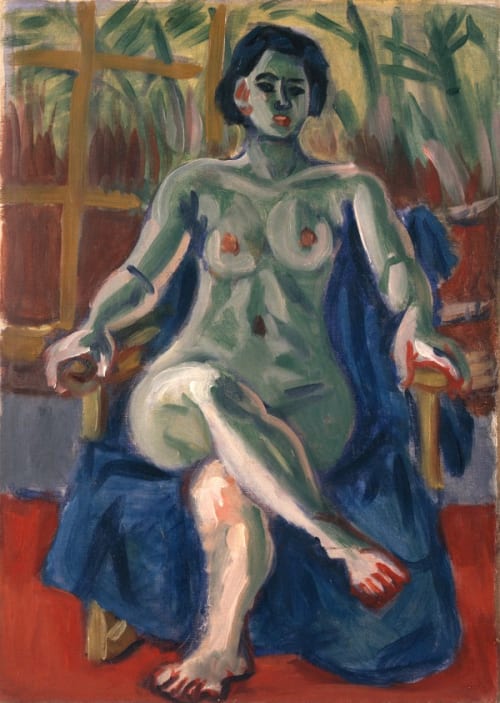 Nude by the bamboo window