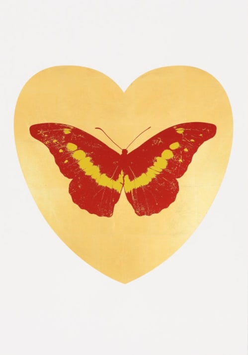I Love You - gold leaf, poppy red, oriental gold