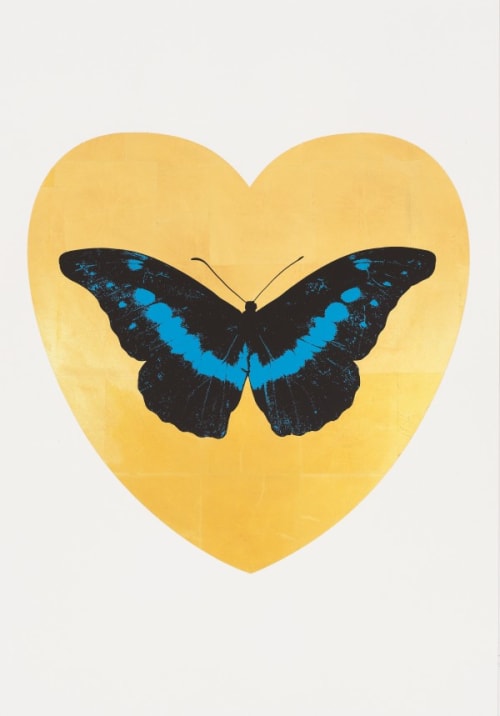 I Love You - gold leaf, black, turquoise