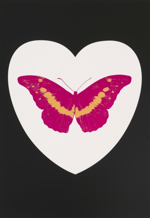I Love You - white, black, fuchsia, cool gold