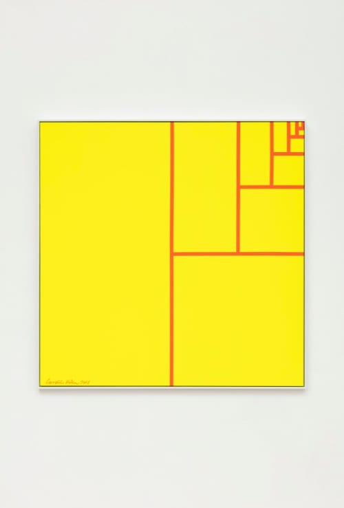 Division Square (Fluorescent Light Orange Lines on Fluorescent Light Yellow Background)