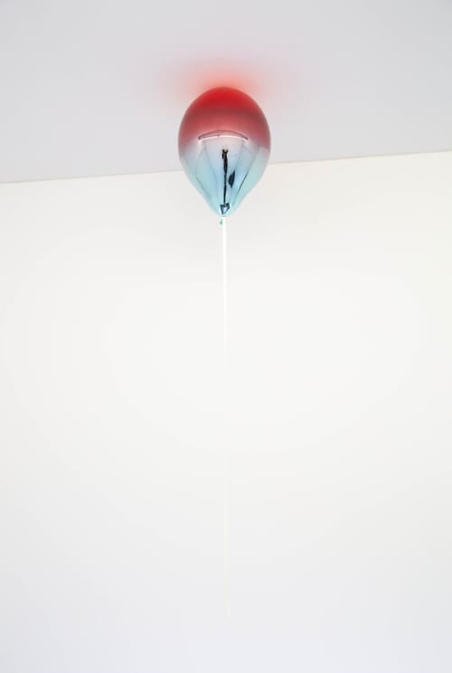 Medium Red and Light Turquoise Mirror Balloon
