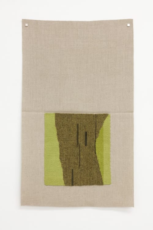 Typewriter drawing, precommencement (lichen-dyed brown-green, yellow-green, dark green)