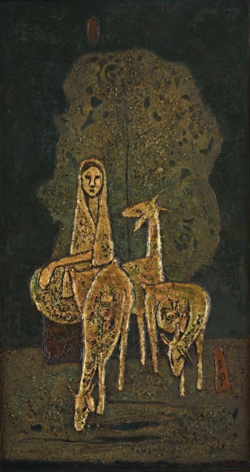 Malay Woman with Three Goats