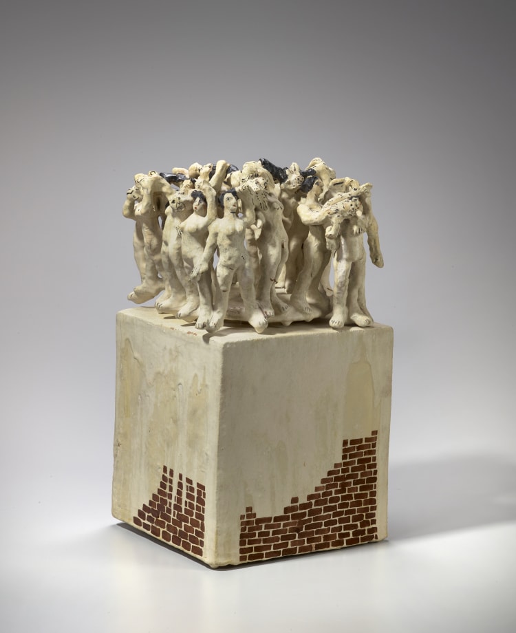 Untitled (Nude Figures on Box with Bricks) by Viola Frey