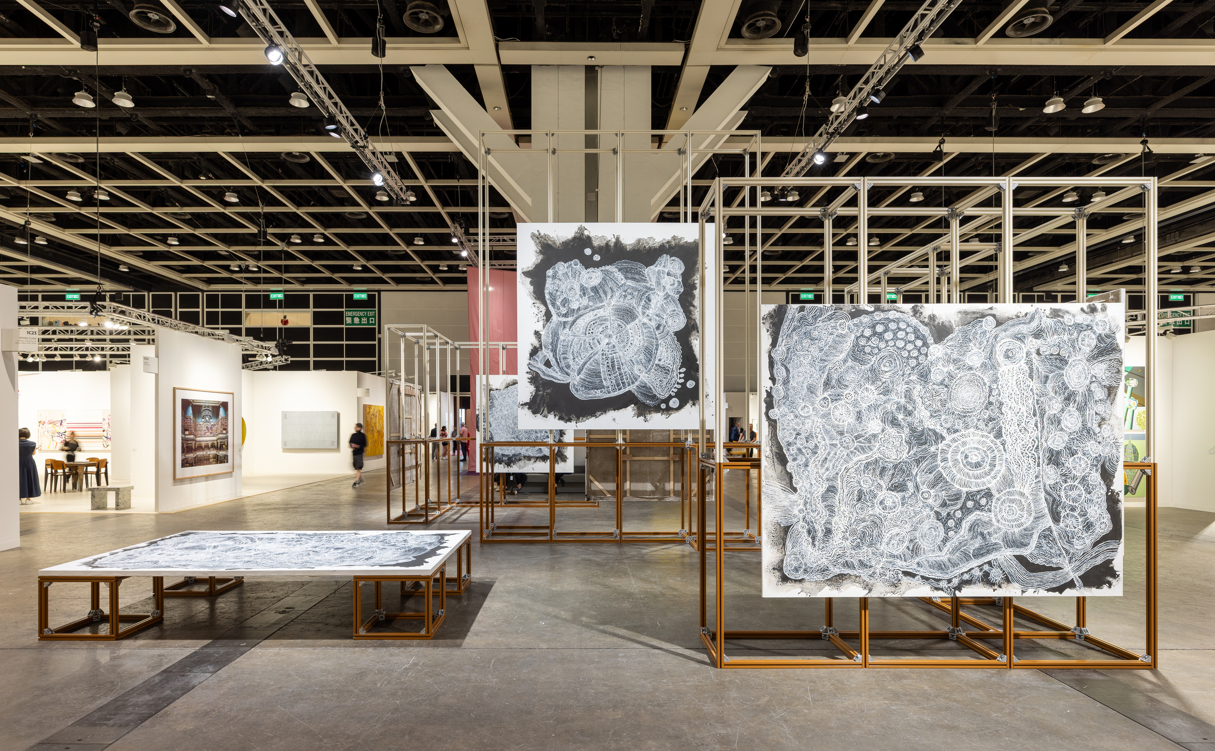 Installation view of Betty Muffler's Ngangkari Ngura (Healing Country) (2024-2025) at Art Basel Hong Kong 2025.