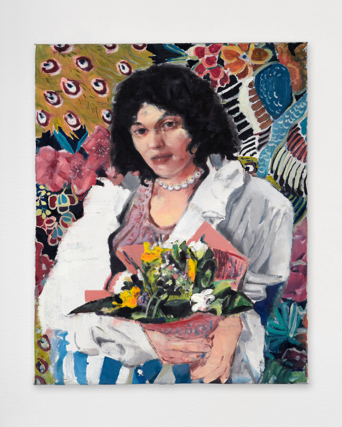Untitled (Girl with Flowers and Peacock)