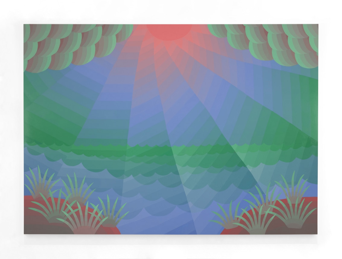 Pinwheel Sun with Clouds and Grass (Red, Green & Blue)